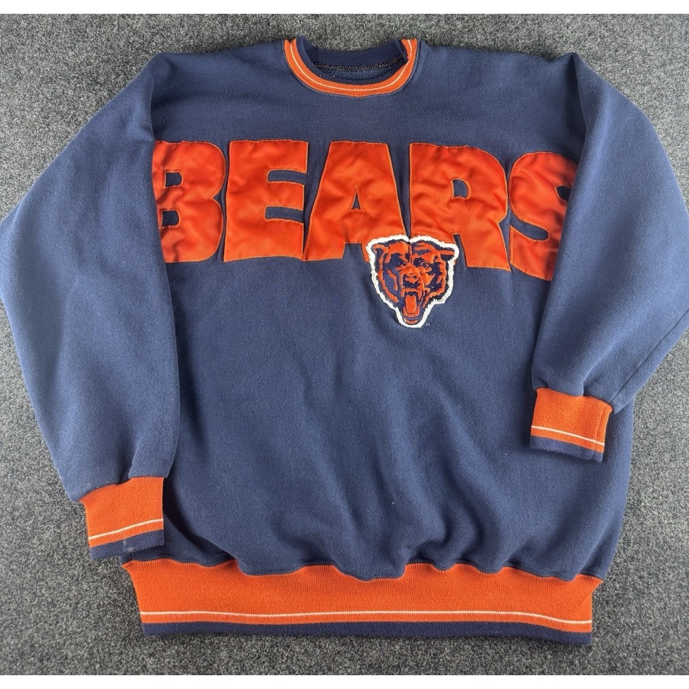 VTG Chicago Bears Crewneck Sweatshirt XL USA Legends Athletic Navy Orange - Picture 2 of 9